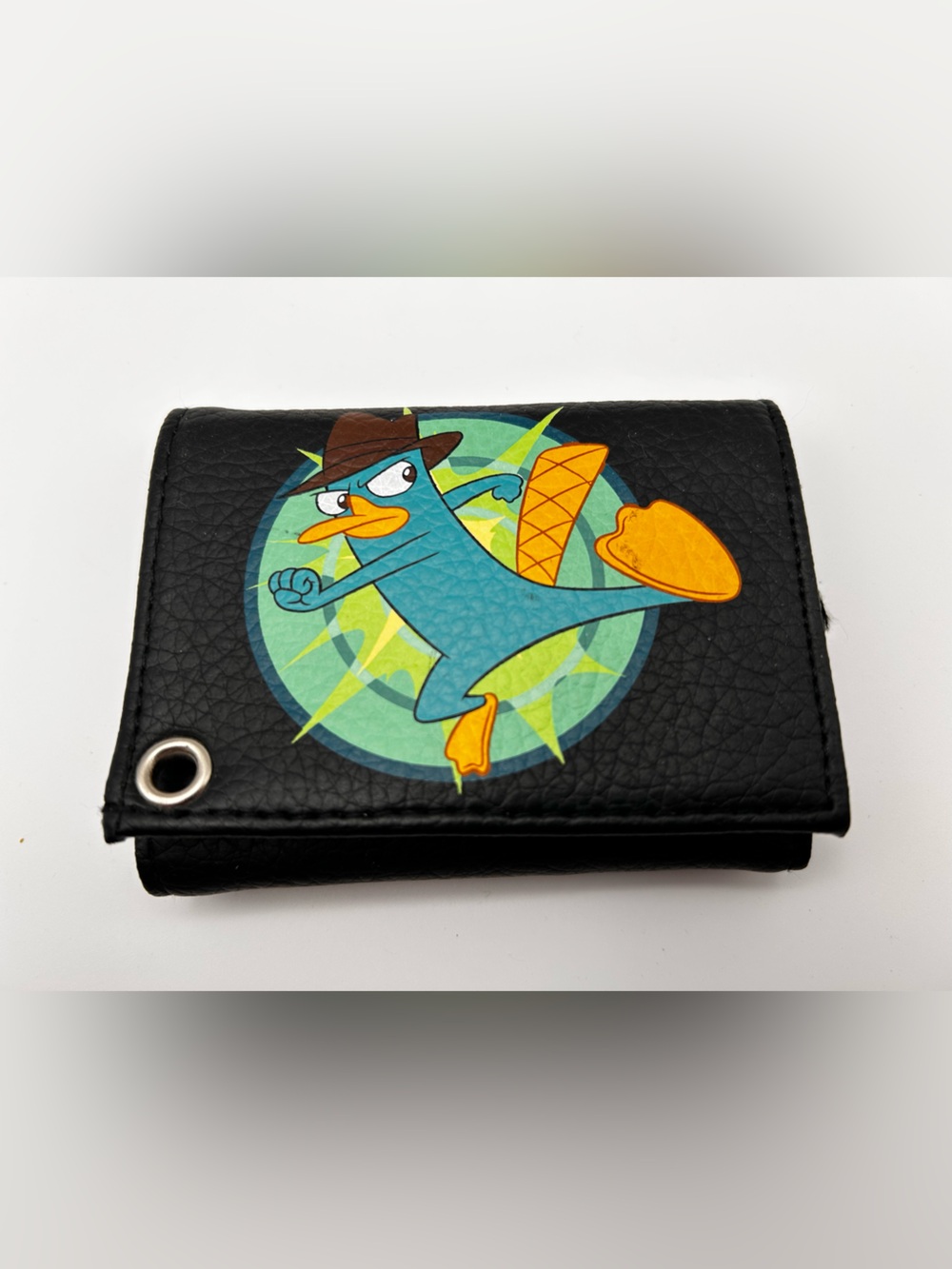 Perry The Platypus Disney XD Trifold Wallet Loungefly Faux Leather Missing Chain